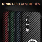 For Samsung Galaxy Z Fold3 5G Carbon Fiber Texture MagSafe Magnetic Phone Case(Black Silver)