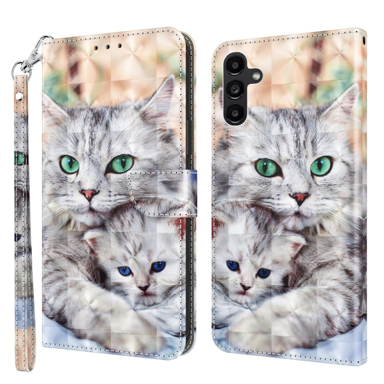 For Samsung Galaxy A14 5G 3D Painted Leather Phone Case(Two Loving Cats)