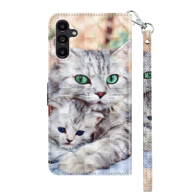 For Samsung Galaxy A14 5G 3D Painted Leather Phone Case(Two Loving Cats)
