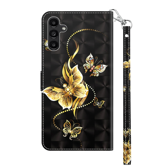 For Samsung Galaxy A14 5G 3D Painted Leather Phone Case(Golden Swallow Butterfly)