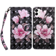 For Samsung Galaxy A04 3D Painted Leather Phone Case(Pink Flower)