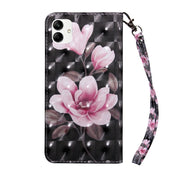 For Samsung Galaxy A04 3D Painted Leather Phone Case(Pink Flower)