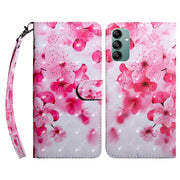 For Samsung Galaxy A04s 3D Painted Leather Phone Case(Red Flower)
