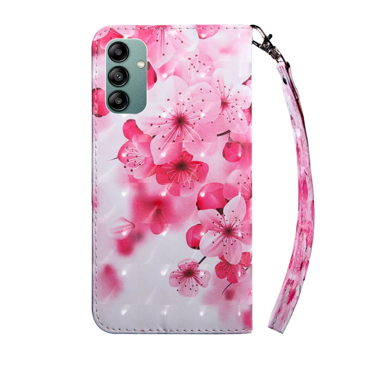 For Samsung Galaxy A04s 3D Painted Leather Phone Case(Red Flower)