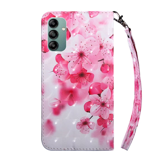 For Samsung Galaxy A04s 3D Painted Leather Phone Case(Red Flower)