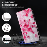 For Samsung Galaxy A04s 3D Painted Leather Phone Case(Red Flower)