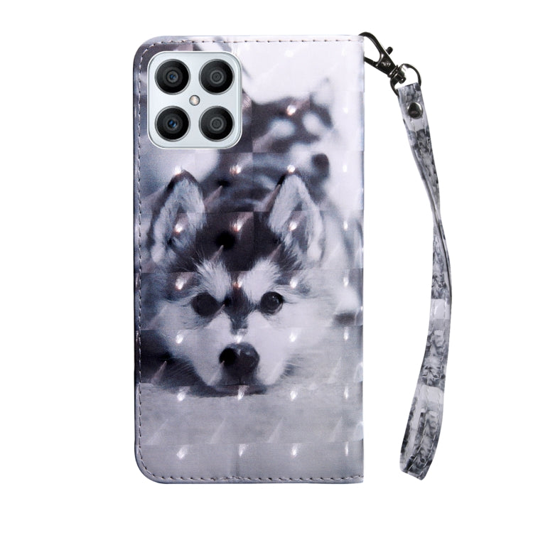 For Honor X8 4G 3D Painted Leather Phone Case(Husky)