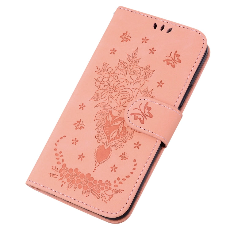 For Samsung Galaxy A14 5G Butterfly Rose Embossed Leather Phone Case(Pink)