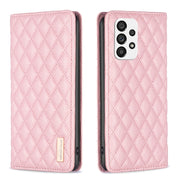 For Samsung Galaxy A73 5G Diamond Lattice Magnetic Leather Flip Phone Case(Pink)