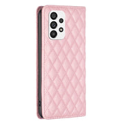 For Samsung Galaxy A73 5G Diamond Lattice Magnetic Leather Flip Phone Case(Pink)