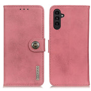For Samsung Galaxy A14 5G KHAZNEH Cowhide Texture Horizontal Flip Leather Phone Case(Pink)