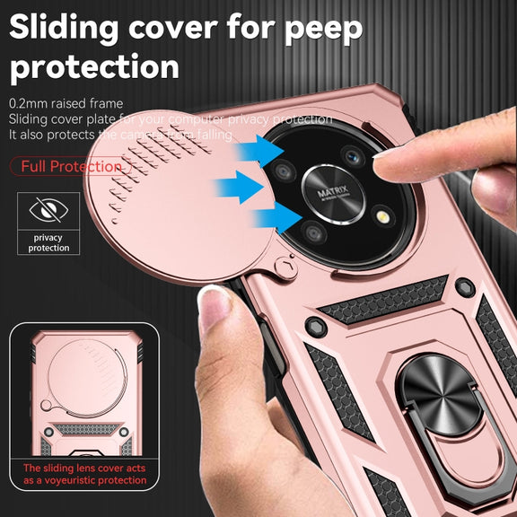 For Honor X9 Sliding Camshield Holder Phone Case(Rose Gold)