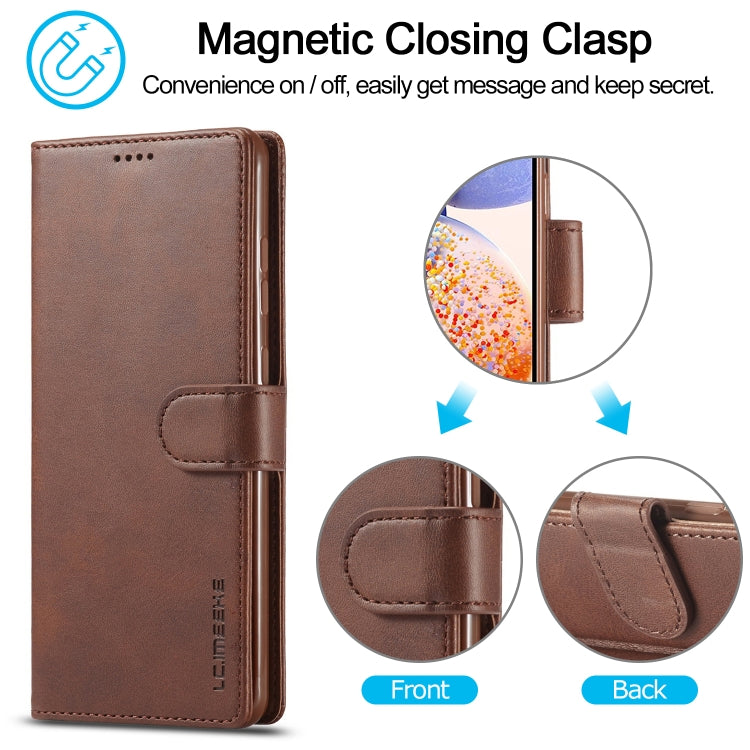 For Samsung Galaxy A14 4G/5G LC.IMEEKE Calf Texture Leather Phone Case(Brown)