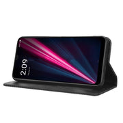 For T-Mobile Revvl 6 5G Magnetic Buckle Retro Texture Leather Phone Case(Black)