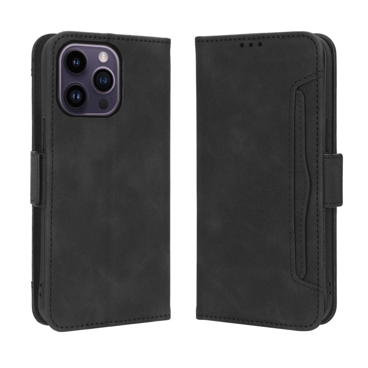 For iPhone 14 Pro Skin Feel Calf Texture Card Slots Leather Phone Case(Black)