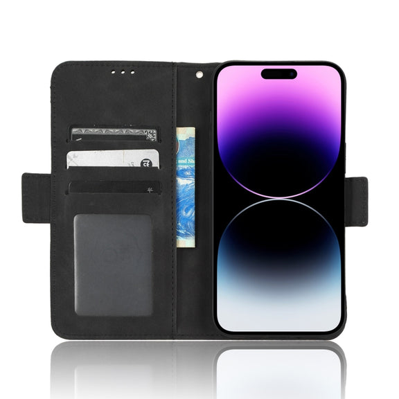 For iPhone 14 Pro Skin Feel Calf Texture Card Slots Leather Phone Case(Black)