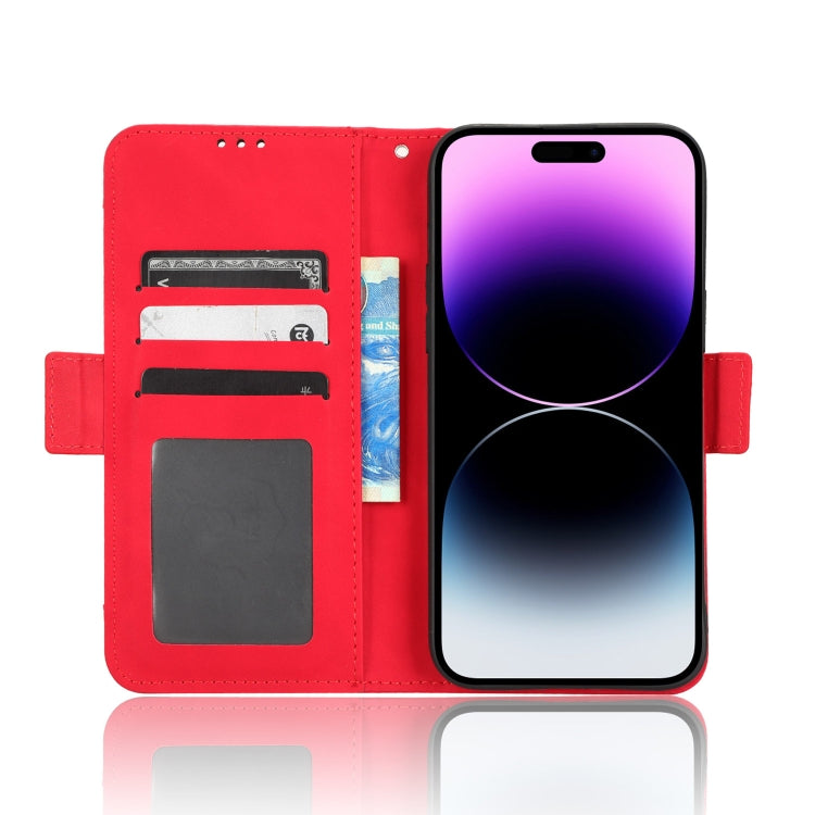 For iPhone 14 Pro Skin Feel Calf Texture Card Slots Leather Phone Case(Red)