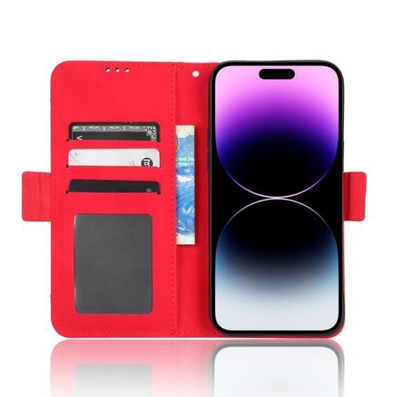 For iPhone 14 Pro Skin Feel Calf Texture Card Slots Leather Phone Case(Red)