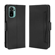 For Xiaomi Poco M5S / Redmi Note 10 4G / 10S Skin Feel Calf Texture Card Slots Leather Phone Case(Black)