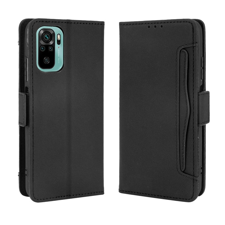 For Xiaomi Poco M5S / Redmi Note 10 4G / 10S Skin Feel Calf Texture Card Slots Leather Phone Case(Black)