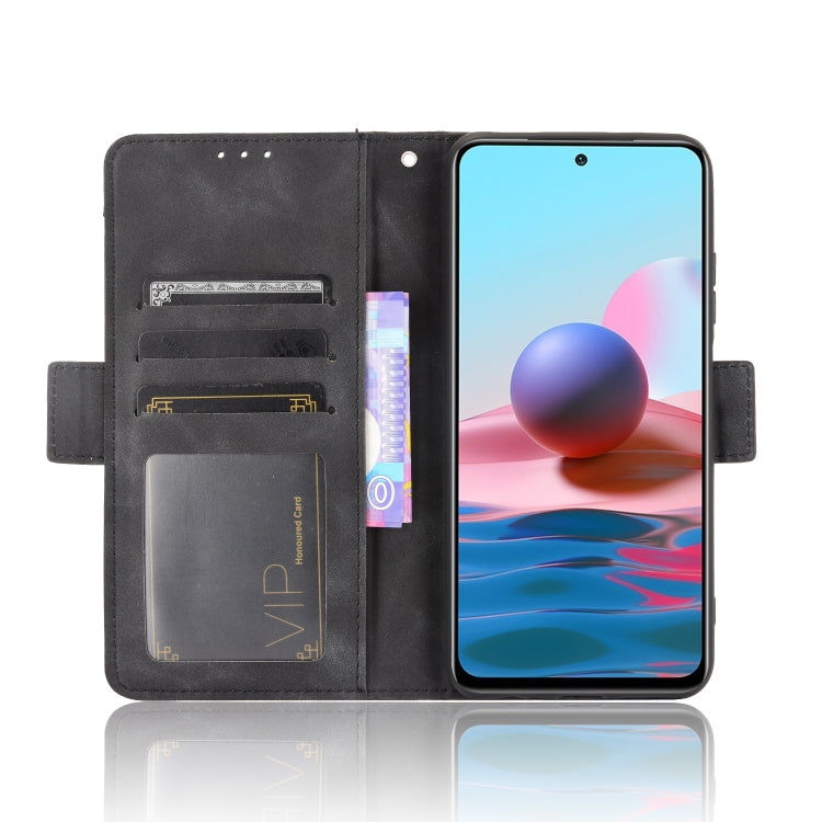 For Xiaomi Poco M5S / Redmi Note 10 4G / 10S Skin Feel Calf Texture Card Slots Leather Phone Case(Black)