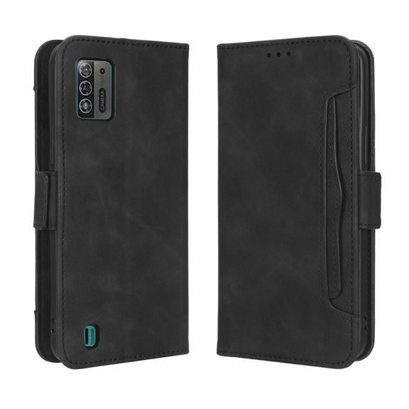 For ZTE Blade A52 Lite Skin Feel Calf Texture Card Slots Leather Phone Case(Black)