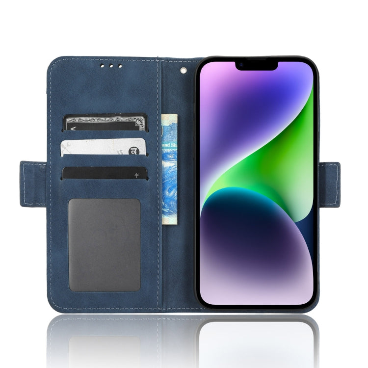 For iPhone 14 Skin Feel Calf Texture Card Slots Leather Phone Case(Blue)