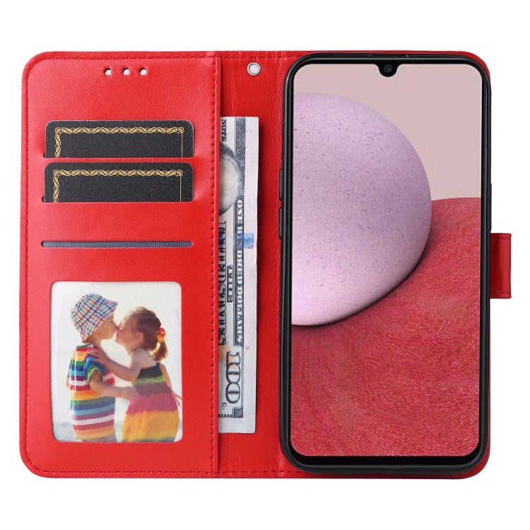 For Samsung Galaxy A14 5G Embossed Sunflower Leather Phone Case(Red)