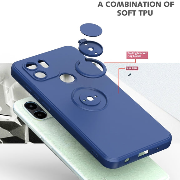For Xiaomi Redmi A1 Ring Kickstand TPU Silicone Phone Case(Mint Green)