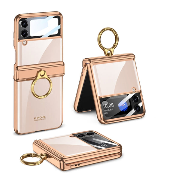 For Samsung Galaxy Z Flip4 GKK Magnetic Folding Phantom Rotary Phone Case with Ring Holder(Gold)