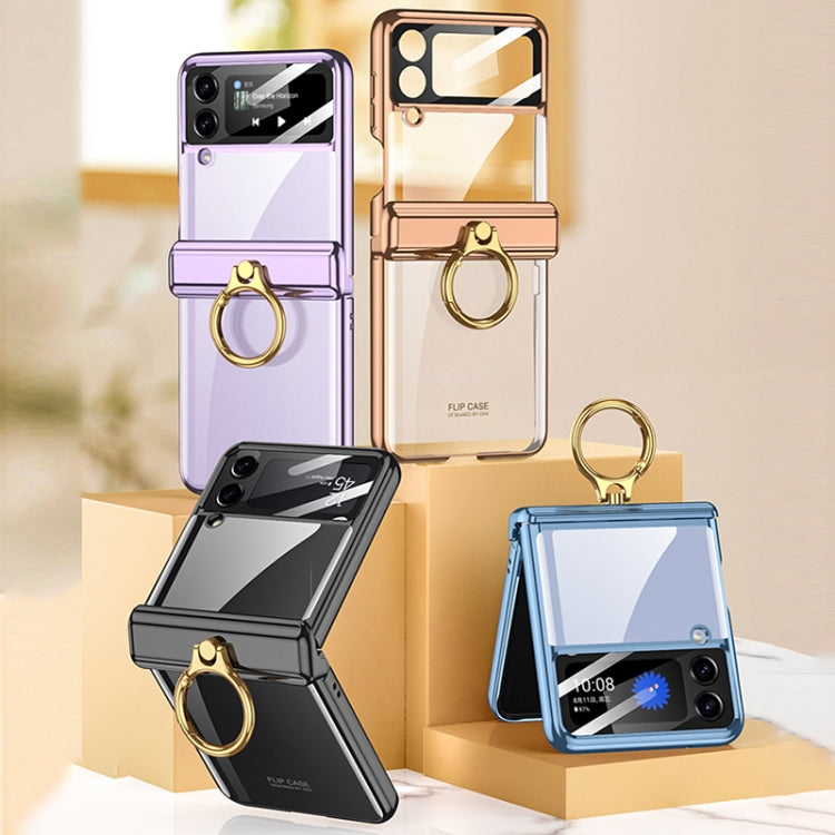 For Samsung Galaxy Z Flip4 GKK Magnetic Folding Phantom Rotary Phone Case with Ring Holder(Gold)