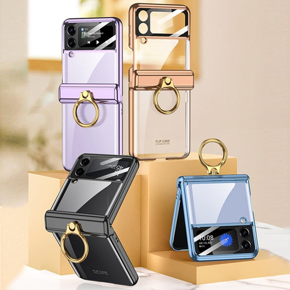 For Samsung Galaxy Z Flip4 GKK Magnetic Folding Phantom Rotary Phone Case with Ring Holder(Gold)