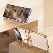 For Samsung Galaxy Z Flip4 GKK Magnetic Folding Phantom Rotary Phone Case with Ring Holder(Purple)