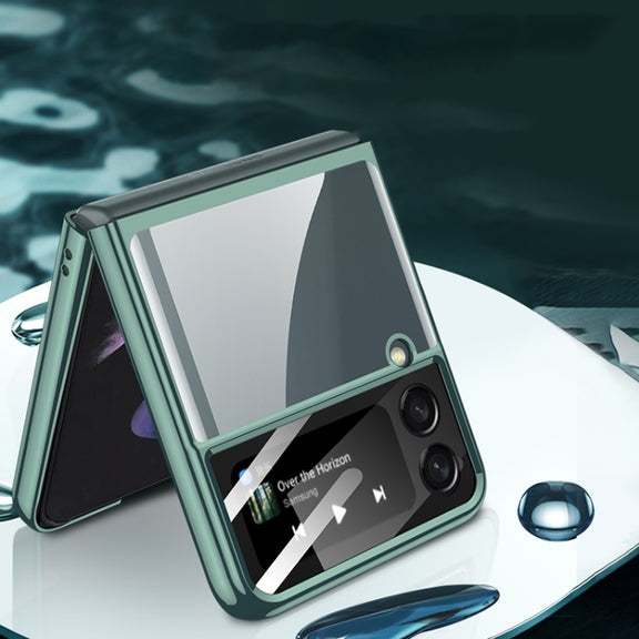 For Samsung Galaxy Z Flip4 GKK Integrated Electroplating All-inclusive Phone Case(Night Green)