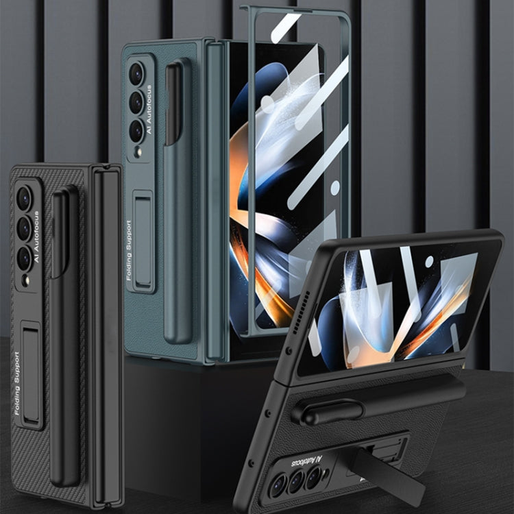 For Samsung Galaxy Z Fold4 GKK Ultra-thin Shockproof Leather Protective Case with Holder & Pen Slots(Cross Texture)