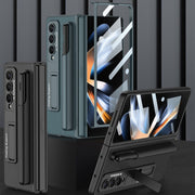 For Samsung Galaxy Z Fold4 GKK Ultra-thin Shockproof Leather Protective Case with Holder & Pen Slots(Grey)