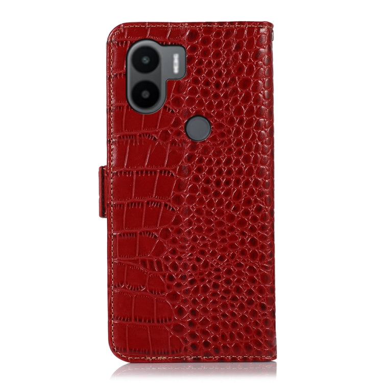 For Xiaomi Redmi A1+ Crocodile Top Layer Cowhide Leather Phone Case(Red)
