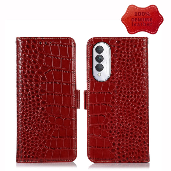 For Xiaomi Redmi A1+ Crocodile Top Layer Cowhide Leather Phone Case(Red)