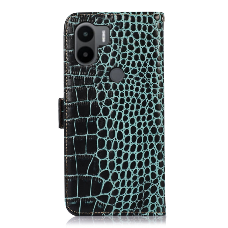 For Xiaomi Redmi A1+ Crocodile Top Layer Cowhide Leather Phone Case(Green)