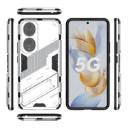 For Honor 90 Punk Armor PC + TPU Phone Case with Holder(White)