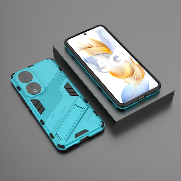 For Honor 90 Punk Armor PC + TPU Phone Case with Holder(Blue)