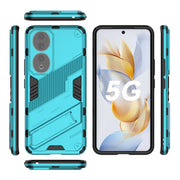 For Honor 90 Punk Armor PC + TPU Phone Case with Holder(Blue)