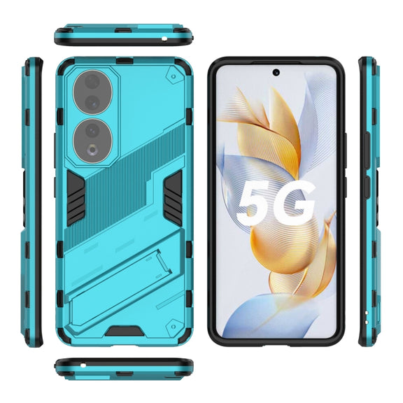 For Honor 90 Punk Armor PC + TPU Phone Case with Holder(Blue)