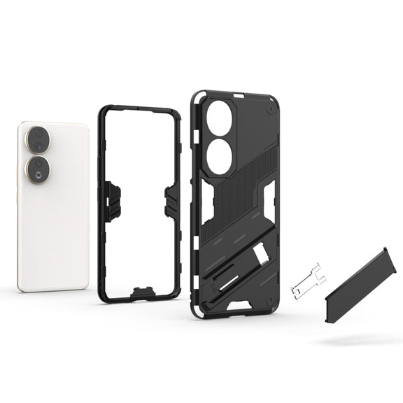 For Honor 90 Punk Armor PC + TPU Phone Case with Holder(Blue)