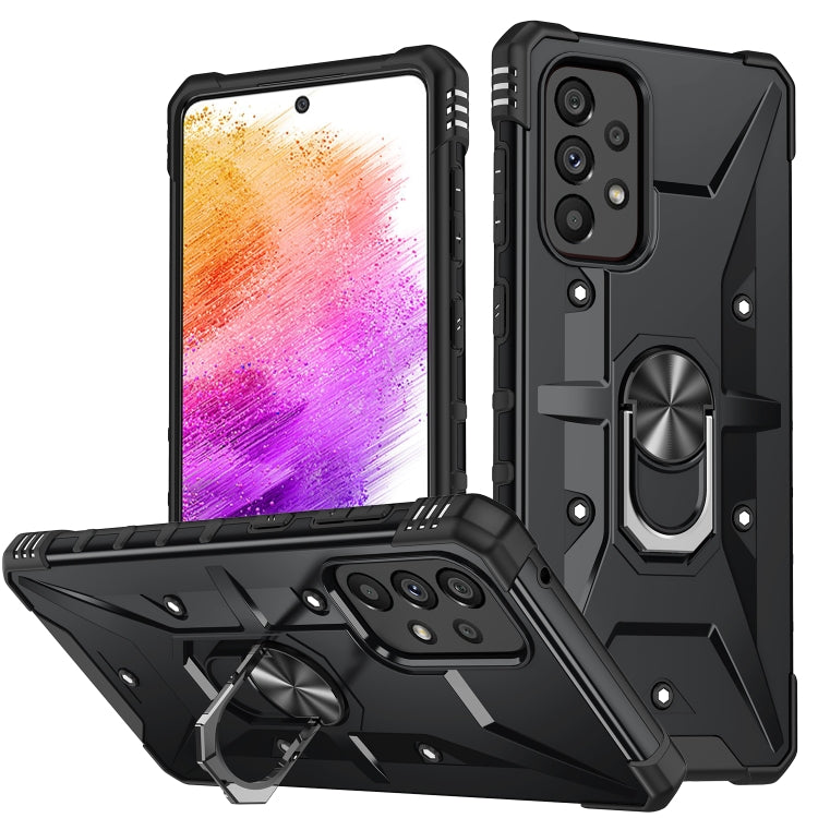 For Samsung Galaxy A73 5G Ring Holder Phone Case(Black)