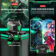 Lenovo GM5 TWS Bluetooth Wireless Sports Water-resistant Noise Reduction Gaming Earphone with Mic(Black)