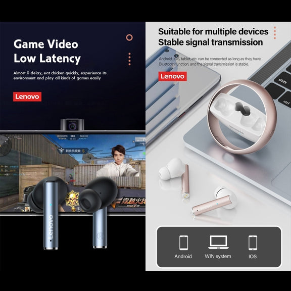 Lenovo LP60 TWS Wireless Bluetooth 5.3 Noise Reduction Earphone(White)