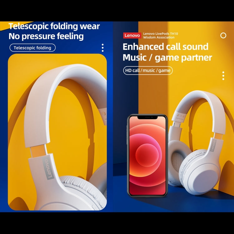 Lenovo TH10 Wireless Bluetooth Gaming Bass Music Sports Noise-cancelling Headphone(White)