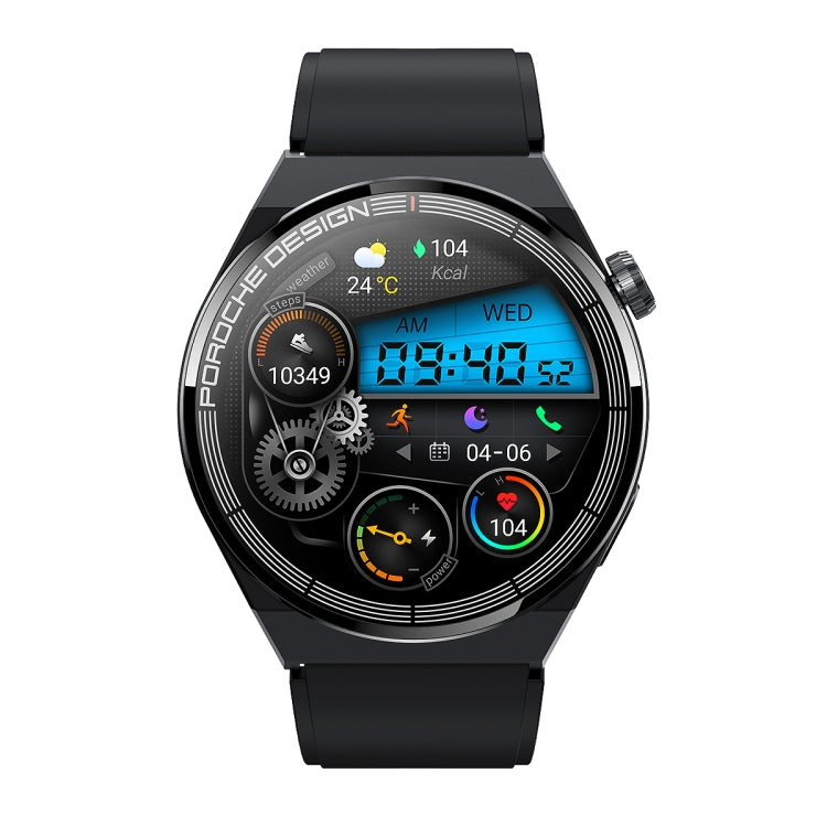 Ochstin 5HK46P 1.36 inch Round Screen Silicone Strap Smart Watch with Bluetooth Call Function(Black+Black)