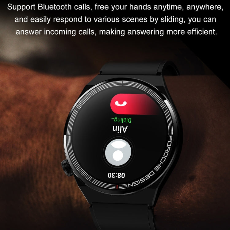 Ochstin 5HK46P 1.36 inch Round Screen Silicone Strap Smart Watch with Bluetooth Call Function(Black+Black)